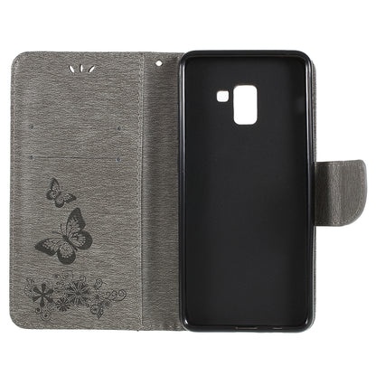 Imprinted Butterfly Flowers Wallet Stand Leather Case for Samsung Galaxy A8 (2018)