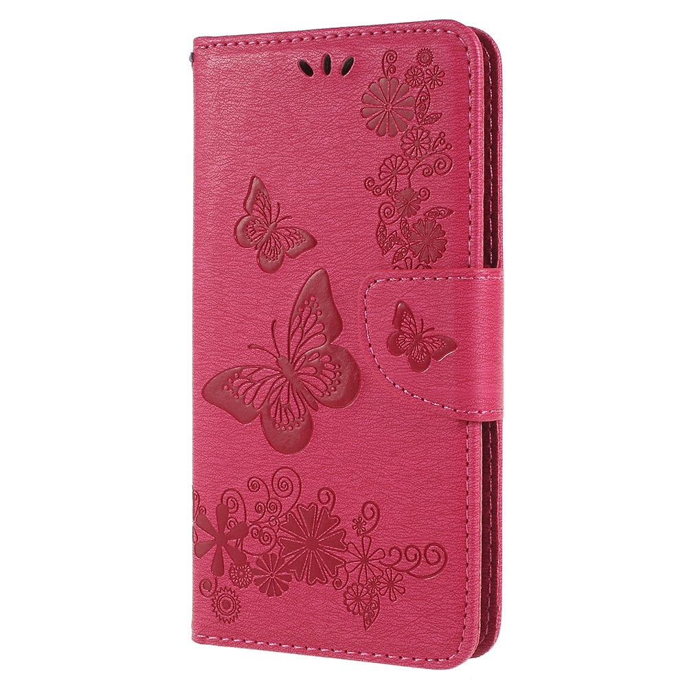 Imprinted Butterfly Flowers Wallet Stand Leather Case for Samsung Galaxy A8 (2018)
