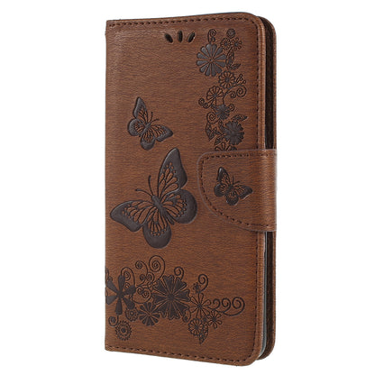 Imprinted Butterfly Flowers Wallet Stand Leather Case for Samsung Galaxy A8 (2018)