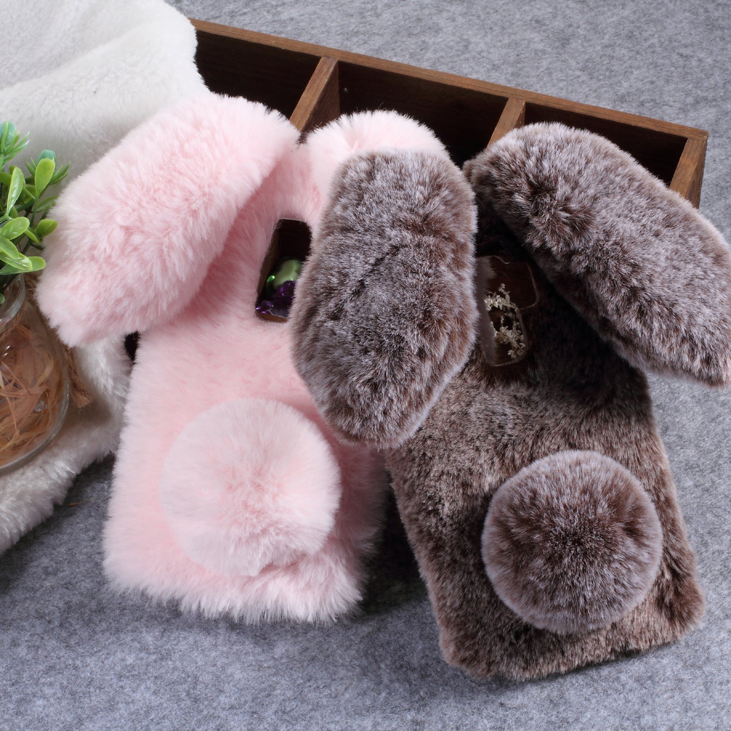 Rabbit Shape Fluffy Fur Coated TPU Case for Samsung Galaxy S9+ SM-G965