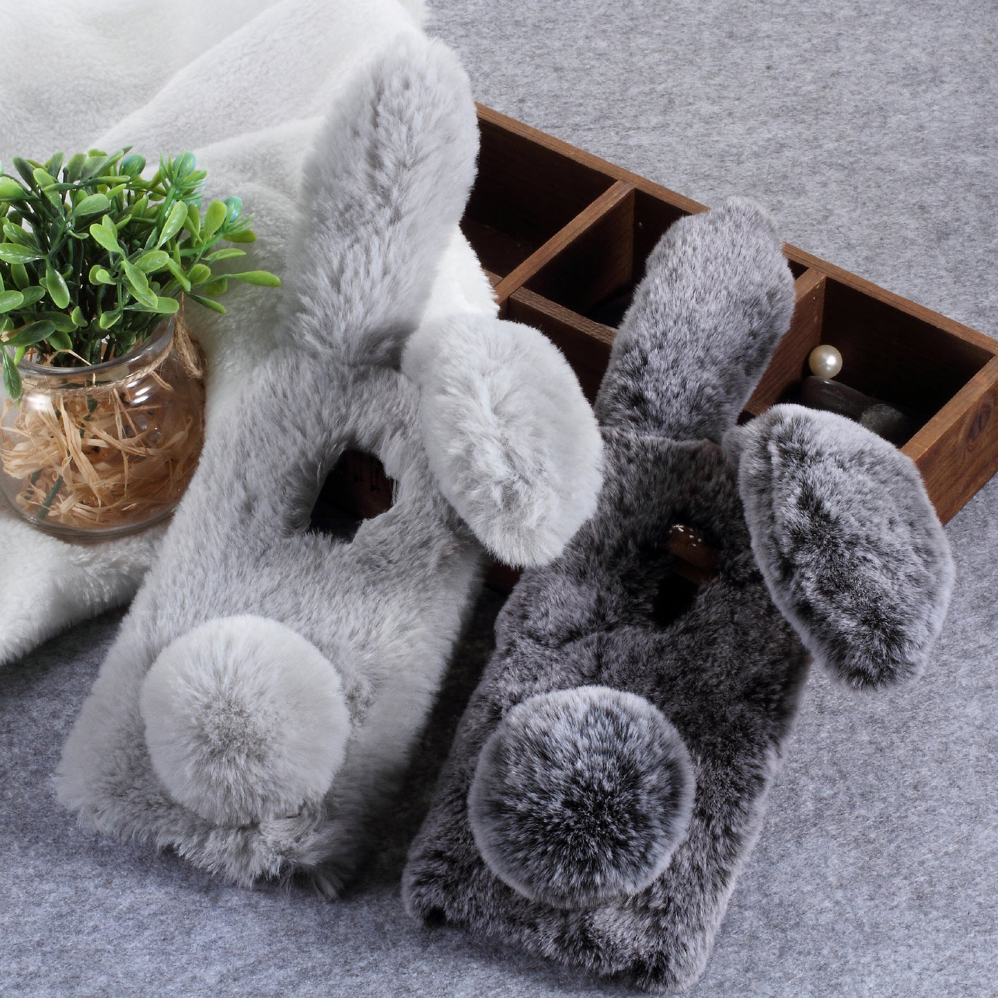 Rabbit Shape Fluffy Fur Coated TPU Case for Samsung Galaxy S9+ SM-G965