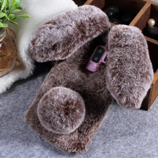Rabbit Shape Fluffy Fur Coated TPU Case for Samsung Galaxy S9+ SM-G965
