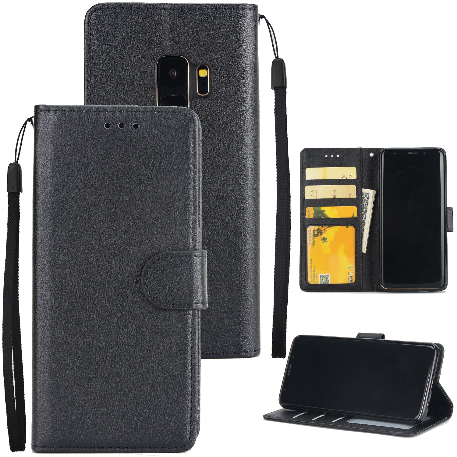 PU Leather Wallet Stand Phone Case for Samsung Galaxy S9 SM-G960