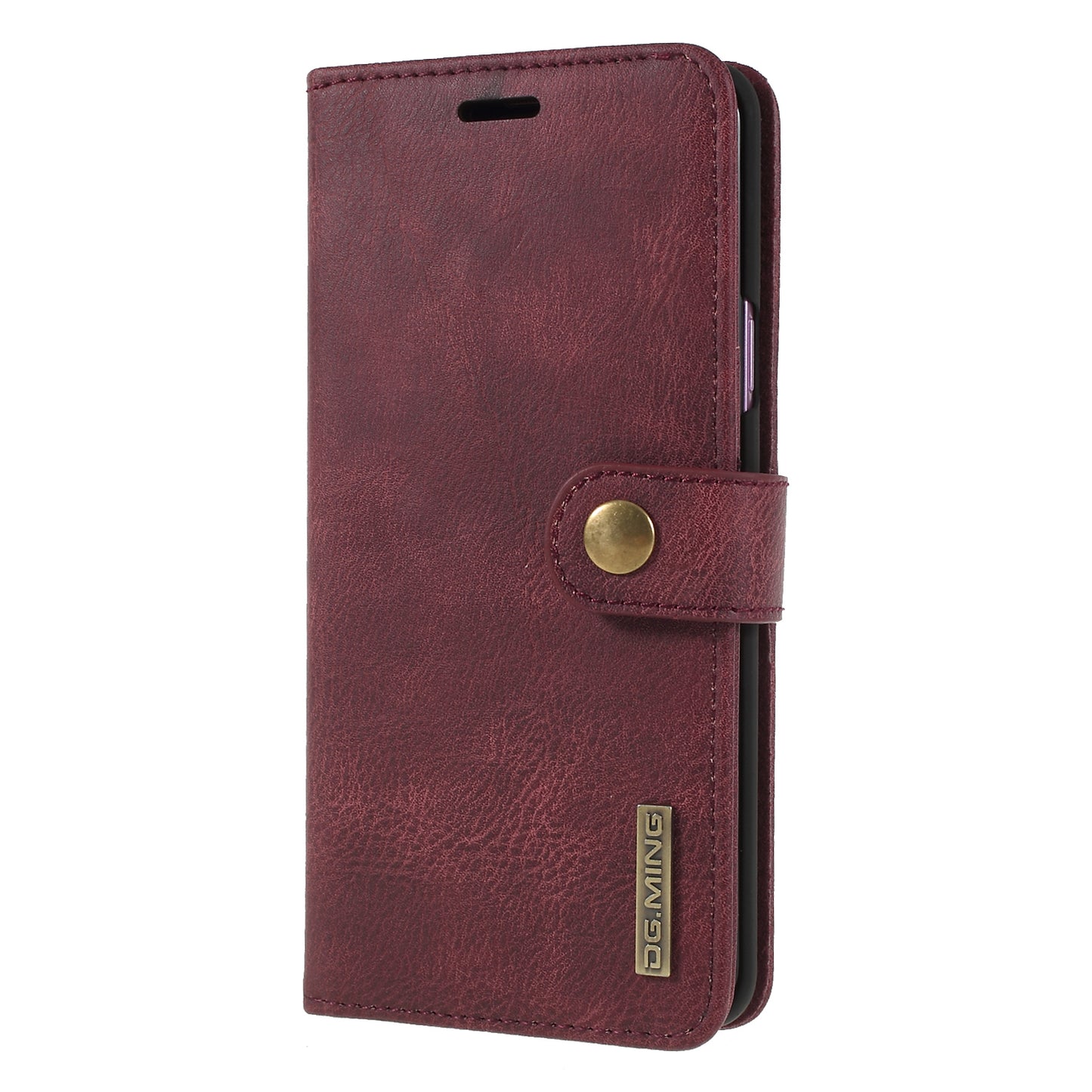 DG.MING For Samsung Galaxy S9+ SM-G965 Protective Phone Case Detachable 2-in-1 Split Leather Flip Cover with Wallet