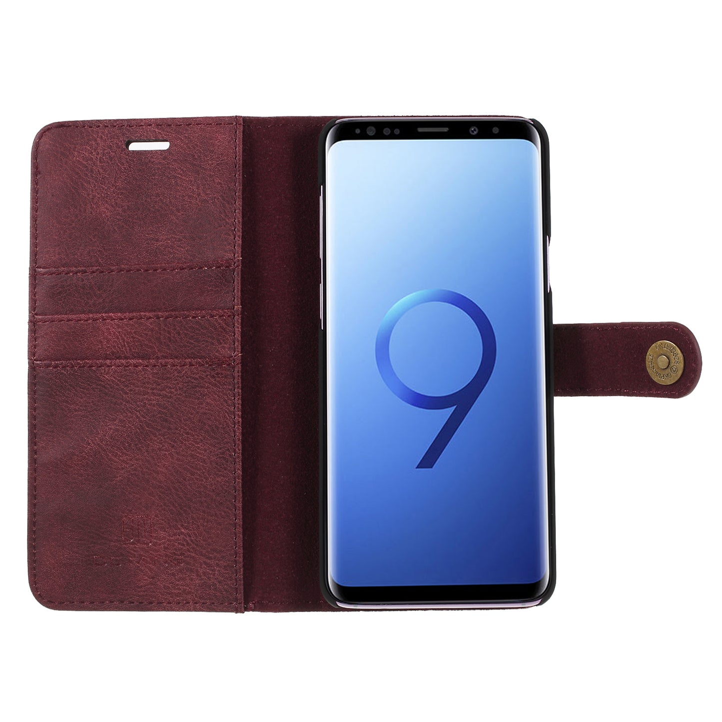 DG.MING For Samsung Galaxy S9+ SM-G965 Protective Phone Case Detachable 2-in-1 Split Leather Flip Cover with Wallet