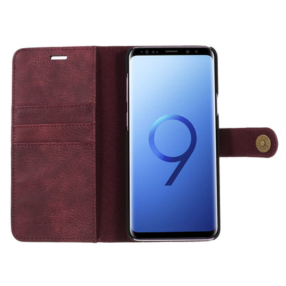 DG.MING For Samsung Galaxy S9+ SM-G965 Protective Phone Case Detachable 2-in-1 Split Leather Flip Cover with Wallet