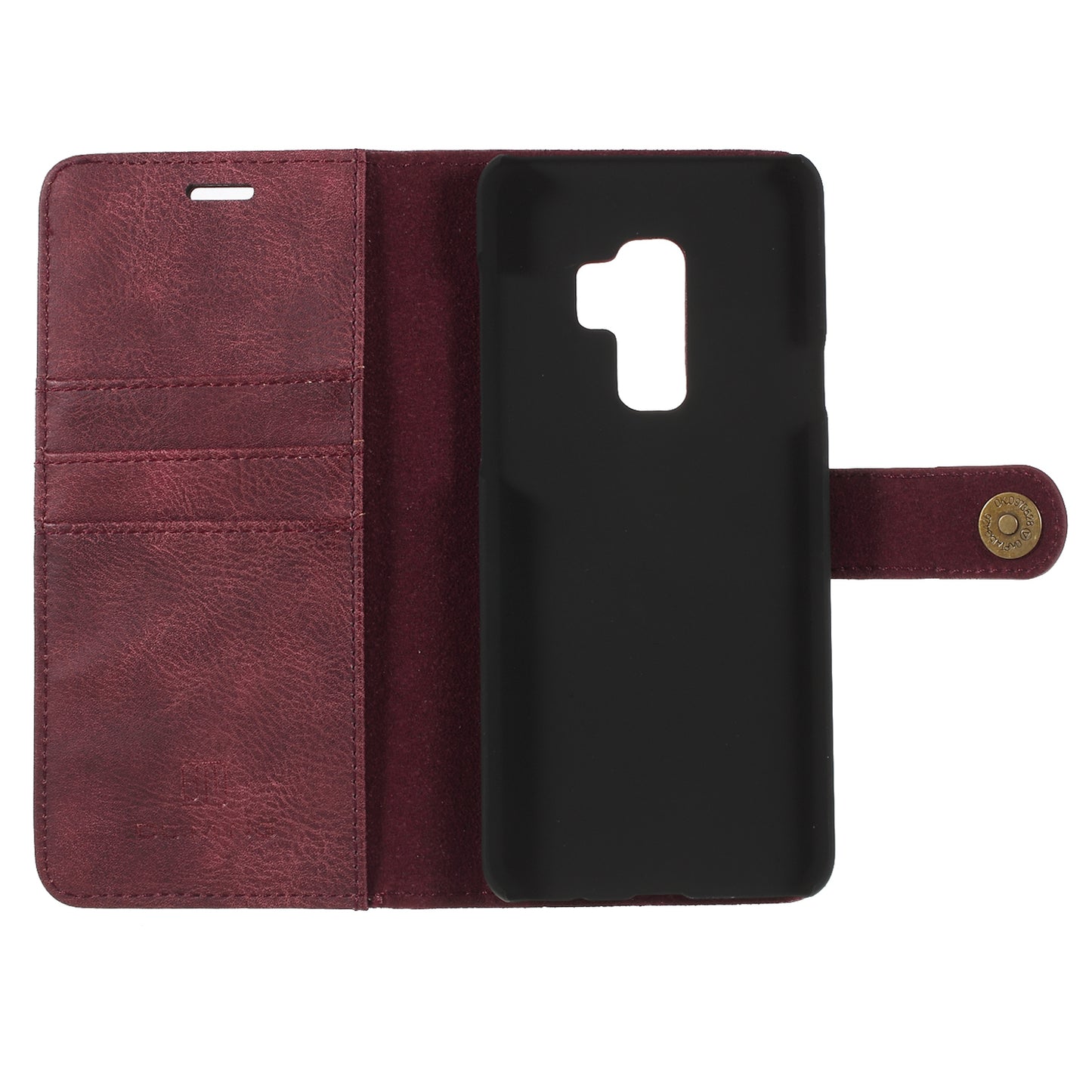 DG.MING For Samsung Galaxy S9+ SM-G965 Protective Phone Case Detachable 2-in-1 Split Leather Flip Cover with Wallet