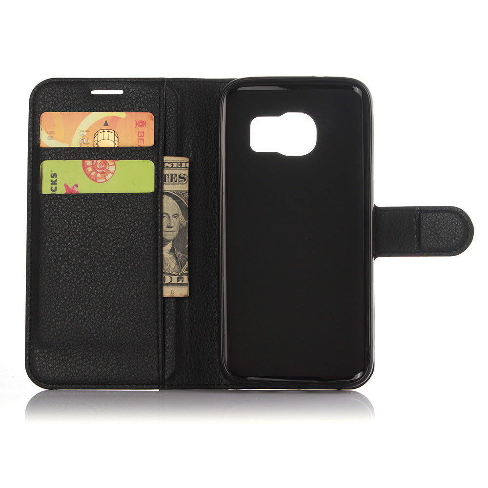 Litchi Skin Wallet Stand Leather Phone Cover for Samsung Galaxy S7 Edge Mobile Phone Accessories