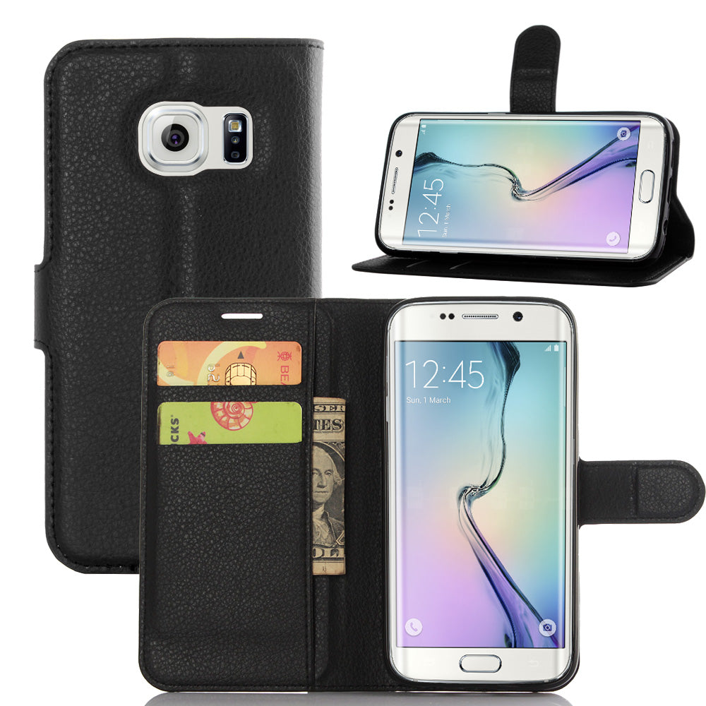 Litchi Skin Wallet Stand Leather Phone Cover for Samsung Galaxy S7 Edge Mobile Phone Accessories