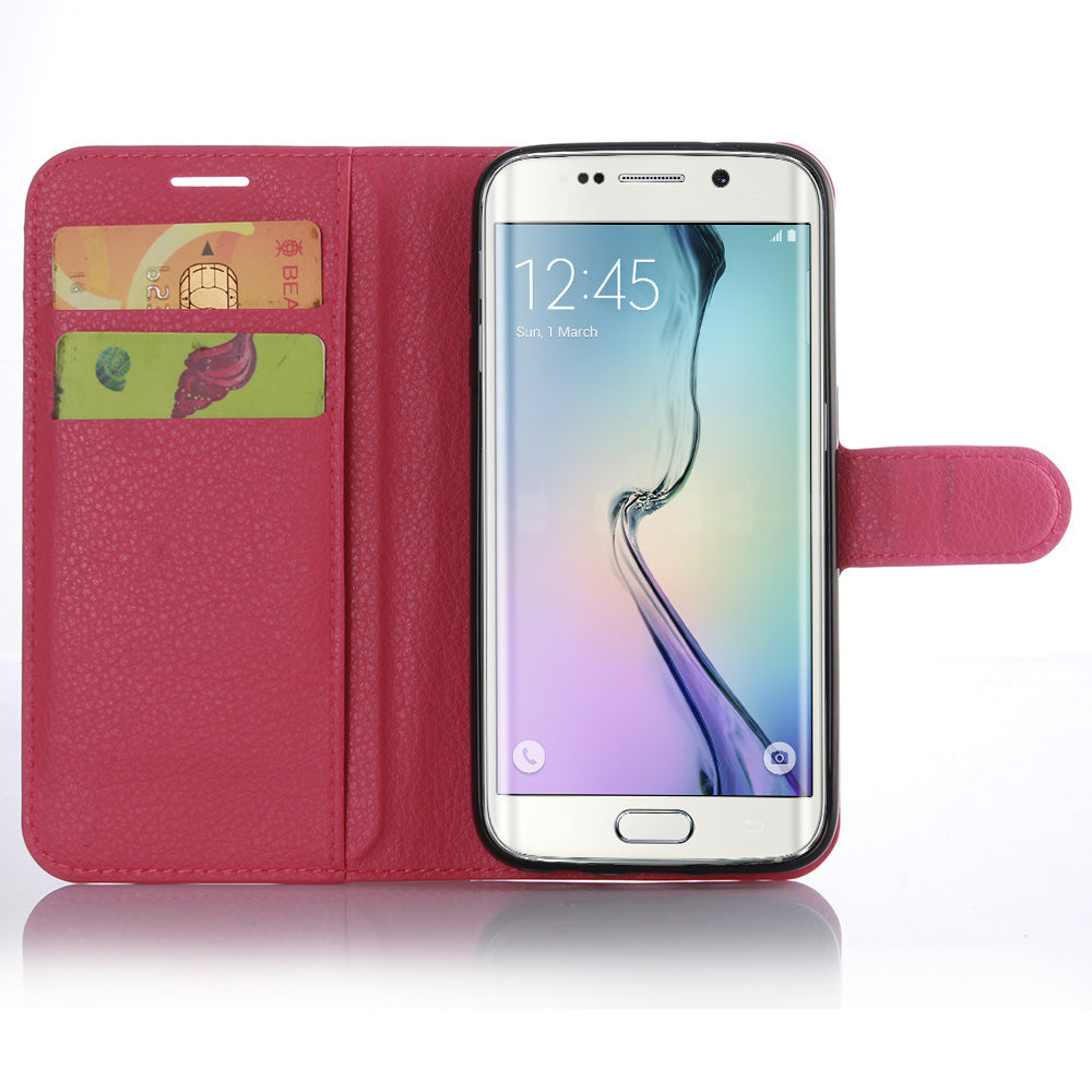 Litchi Skin Wallet Stand Leather Phone Cover for Samsung Galaxy S7 Edge Mobile Phone Accessories