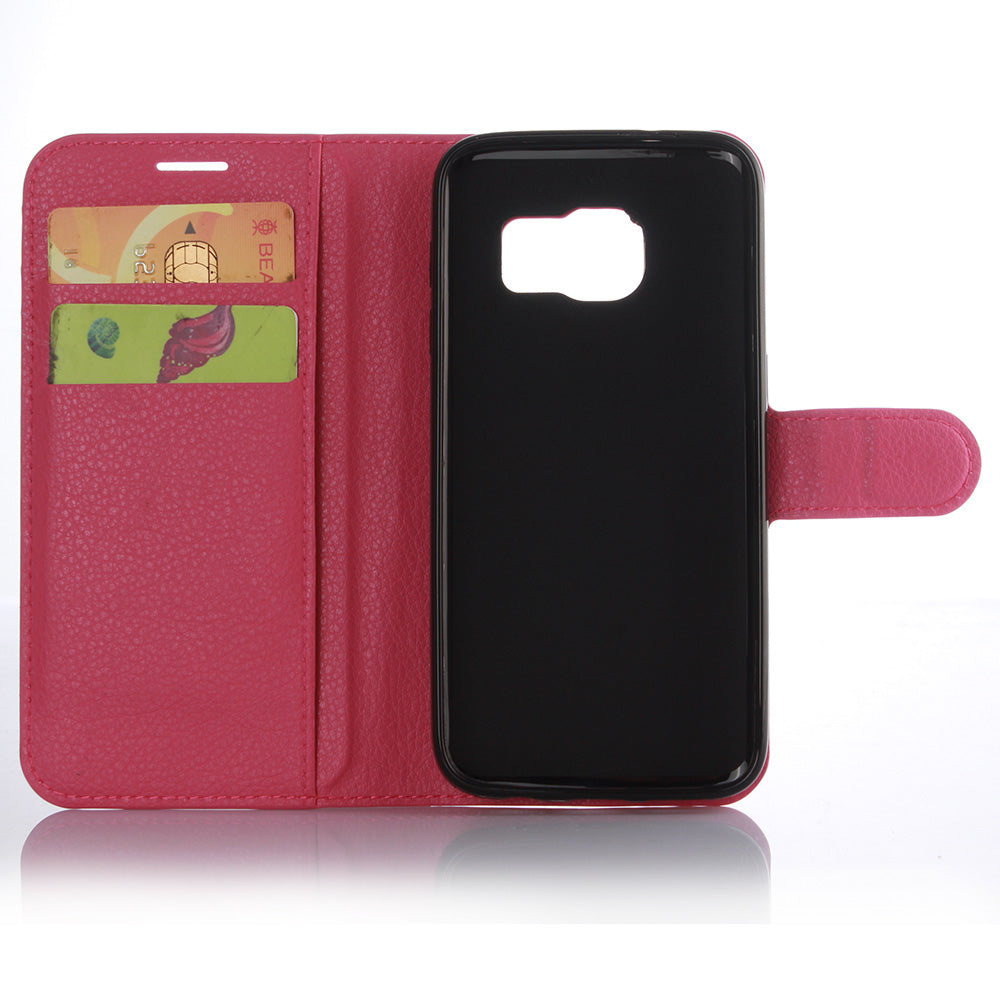 Litchi Skin Wallet Stand Leather Phone Cover for Samsung Galaxy S7 Edge Mobile Phone Accessories