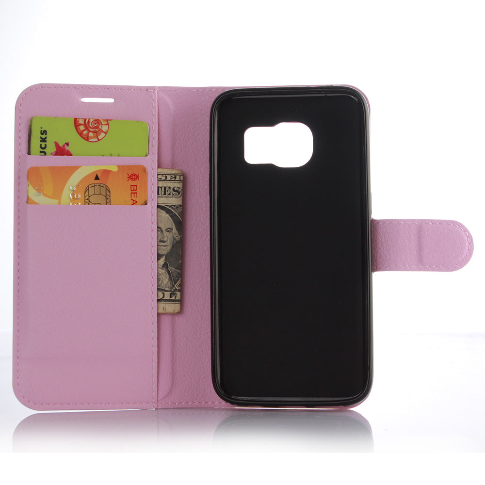 Litchi Skin Wallet Stand Leather Phone Cover for Samsung Galaxy S7 Edge Mobile Phone Accessories
