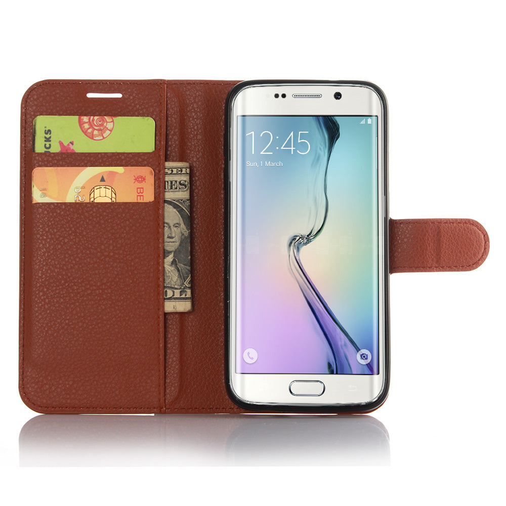 Litchi Skin Wallet Stand Leather Phone Cover for Samsung Galaxy S7 Edge Mobile Phone Accessories