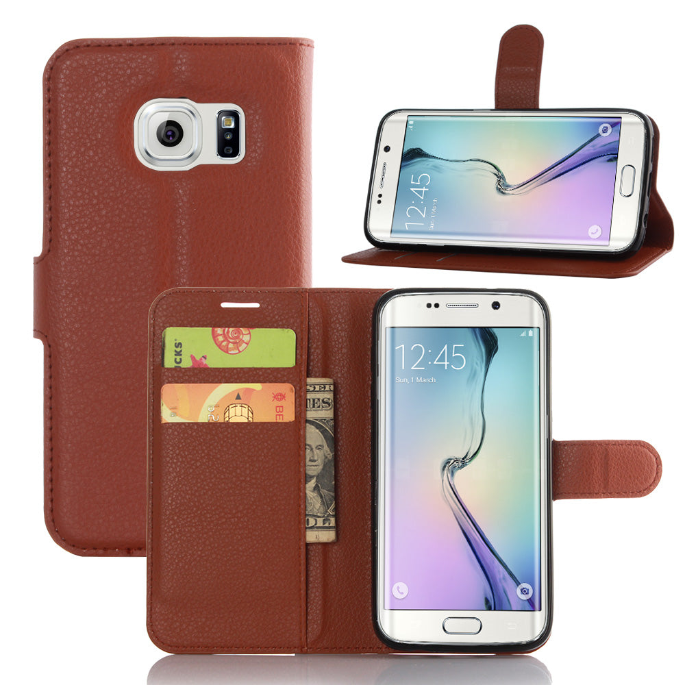 Litchi Skin Wallet Stand Leather Phone Cover for Samsung Galaxy S7 Edge Mobile Phone Accessories