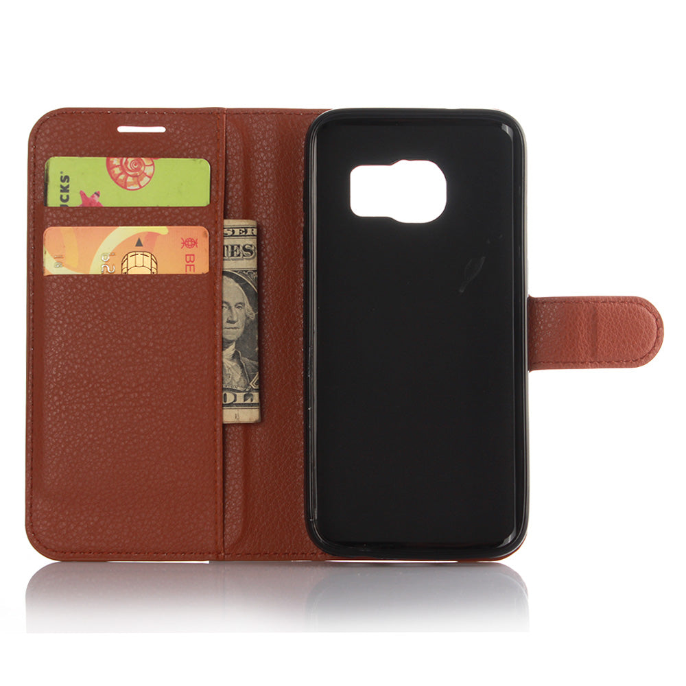 Litchi Skin Wallet Stand Leather Phone Cover for Samsung Galaxy S7 Edge Mobile Phone Accessories
