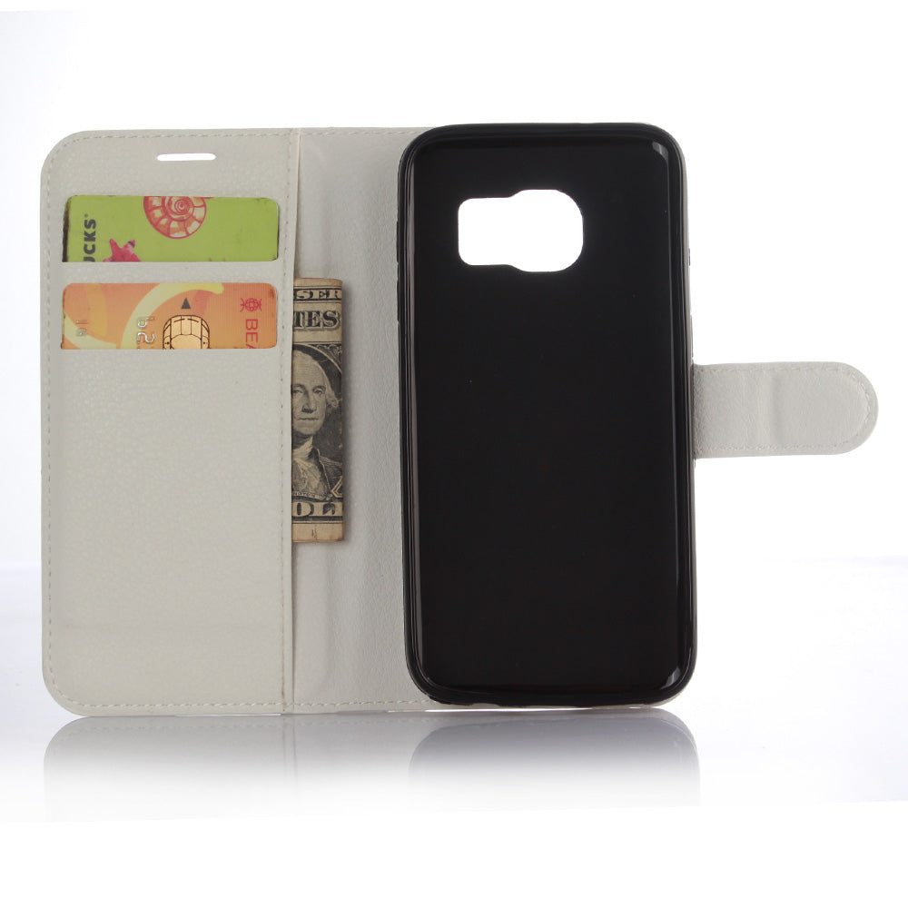 Litchi Texture Wallet Leather Cover Protector for Samsung Galaxy S7 Multiple Colors Cell Phone Accessory