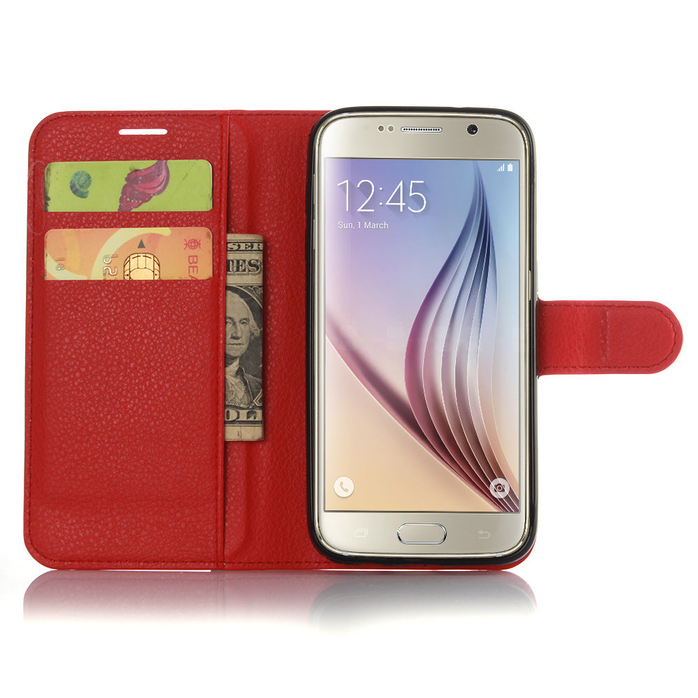 Litchi Texture Wallet Leather Cover Protector for Samsung Galaxy S7 Multiple Colors Cell Phone Accessory