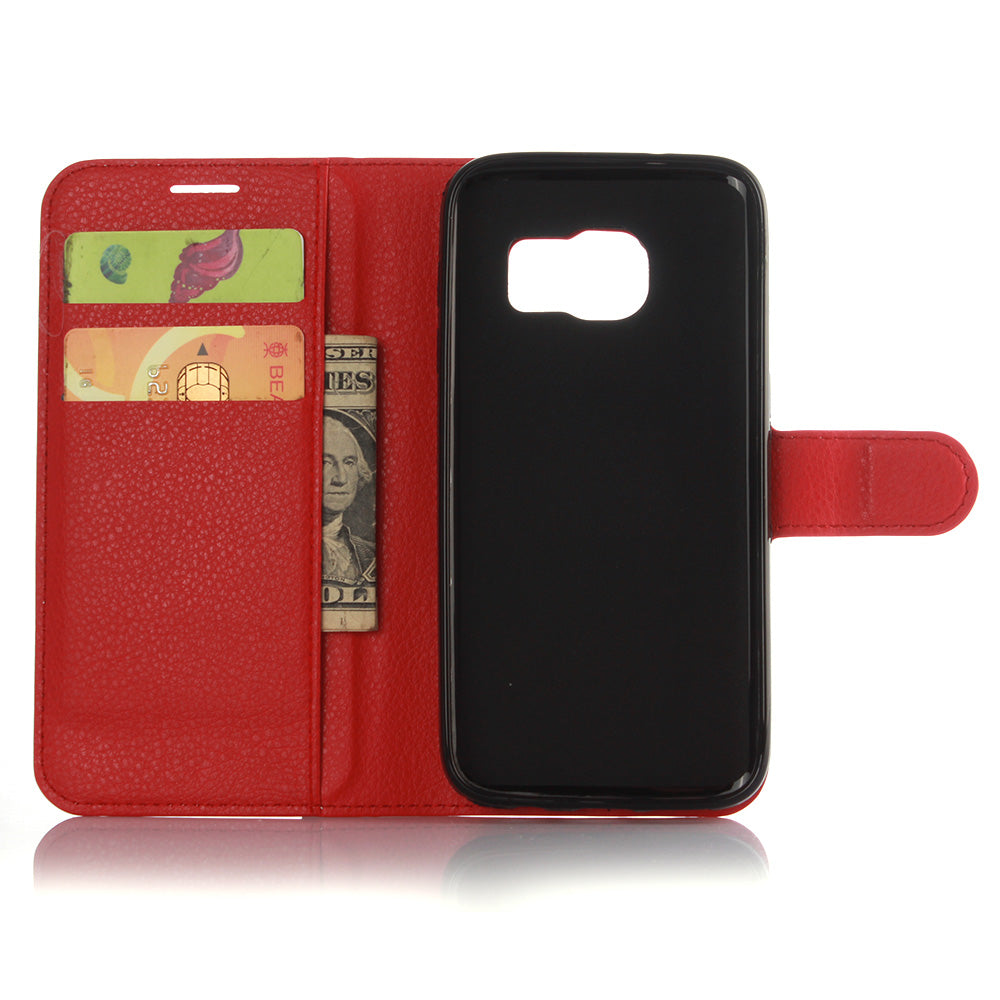 Litchi Texture Wallet Leather Cover Protector for Samsung Galaxy S7 Multiple Colors Cell Phone Accessory