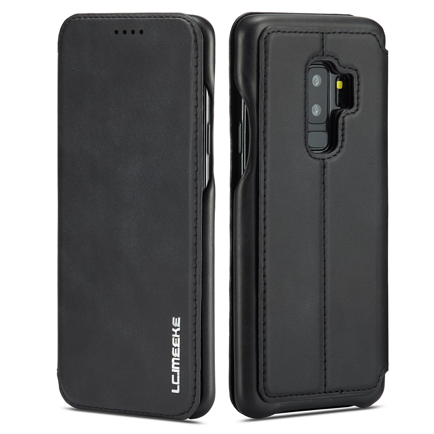 LC.IMEEKE for Samsung Galaxy S9+ G965 Vintage Style Leather Card Holder Protection Phone Case with Stand