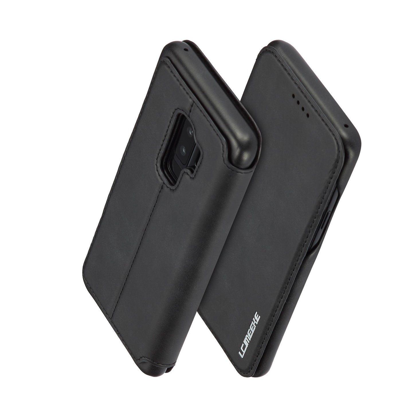 LC.IMEEKE for Samsung Galaxy S9+ G965 Vintage Style Leather Card Holder Protection Phone Case with Stand