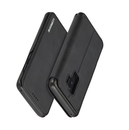 LC.IMEEKE for Samsung Galaxy S9+ G965 Vintage Style Leather Card Holder Protection Phone Case with Stand
