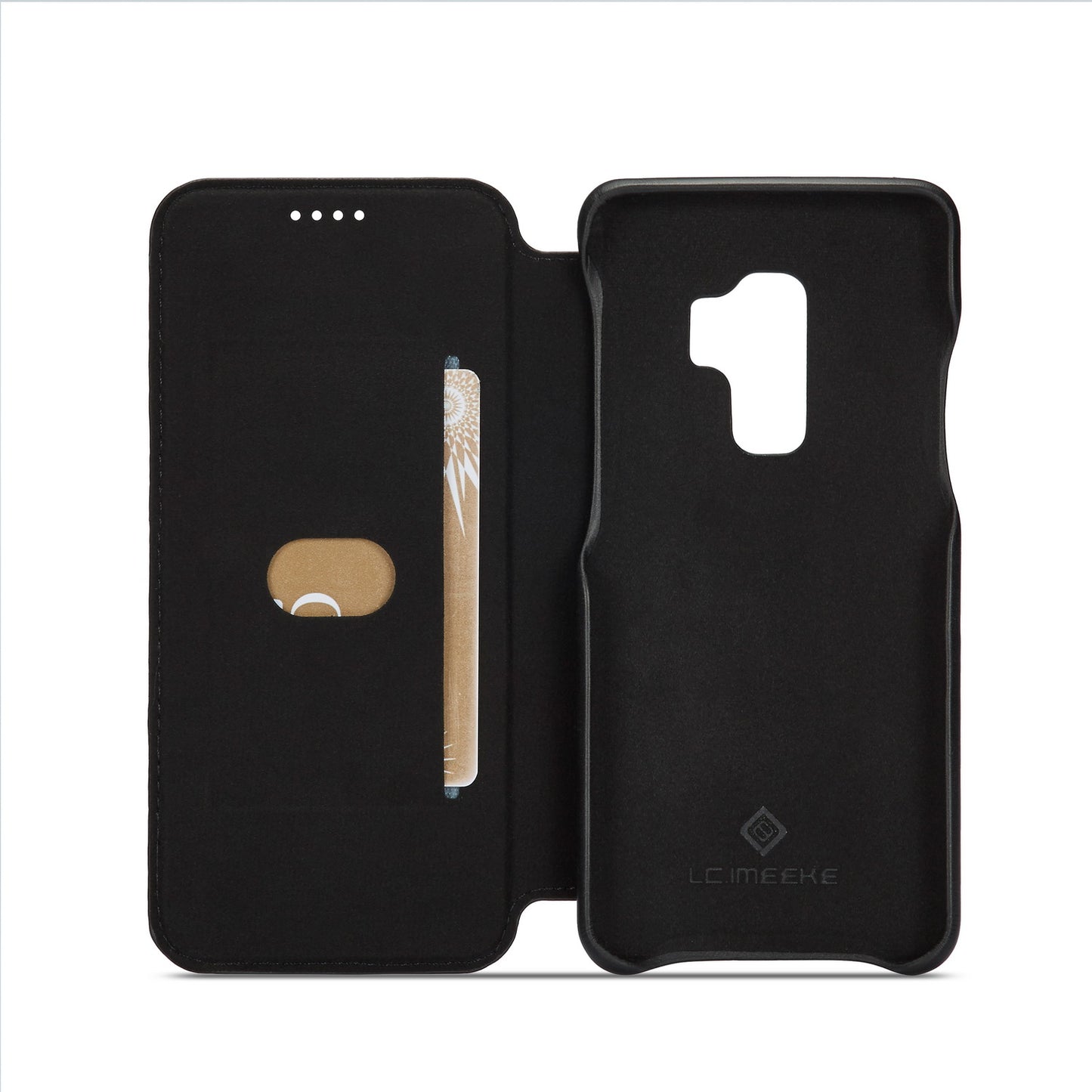 LC.IMEEKE for Samsung Galaxy S9+ G965 Vintage Style Leather Card Holder Protection Phone Case with Stand