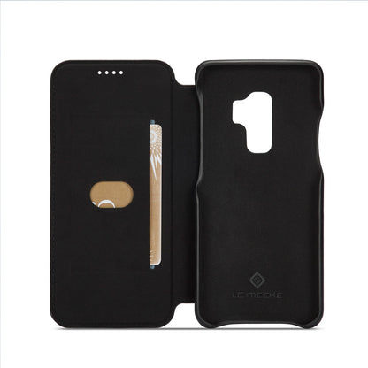 LC.IMEEKE for Samsung Galaxy S9+ G965 Vintage Style Leather Card Holder Protection Phone Case with Stand