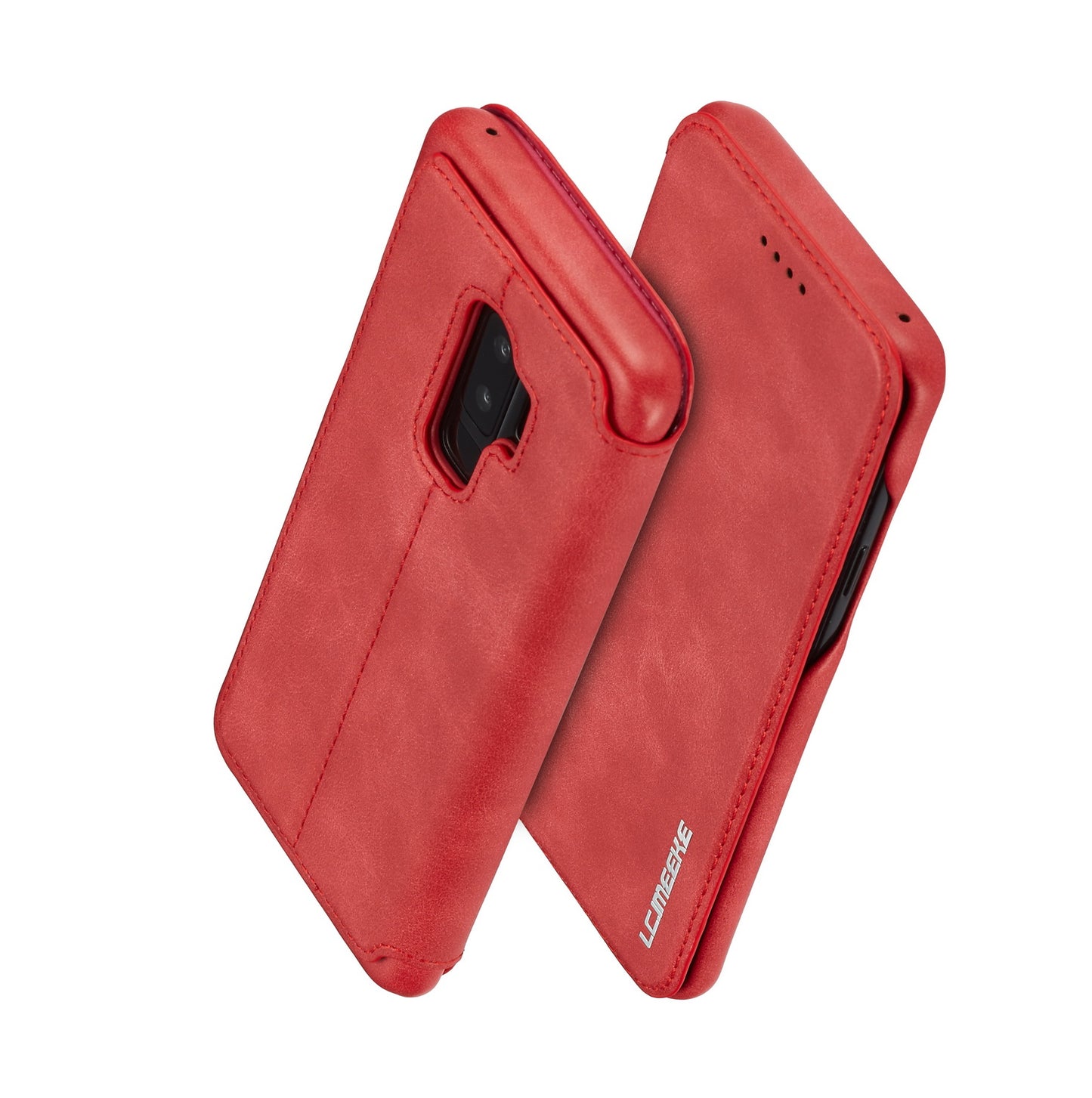 LC.IMEEKE for Samsung Galaxy S9+ G965 Vintage Style Leather Card Holder Protection Phone Case with Stand