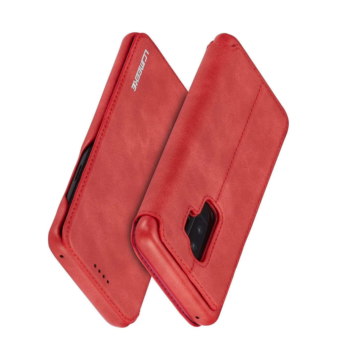 LC.IMEEKE for Samsung Galaxy S9+ G965 Vintage Style Leather Card Holder Protection Phone Case with Stand