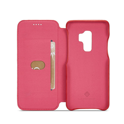LC.IMEEKE for Samsung Galaxy S9+ G965 Vintage Style Leather Card Holder Protection Phone Case with Stand