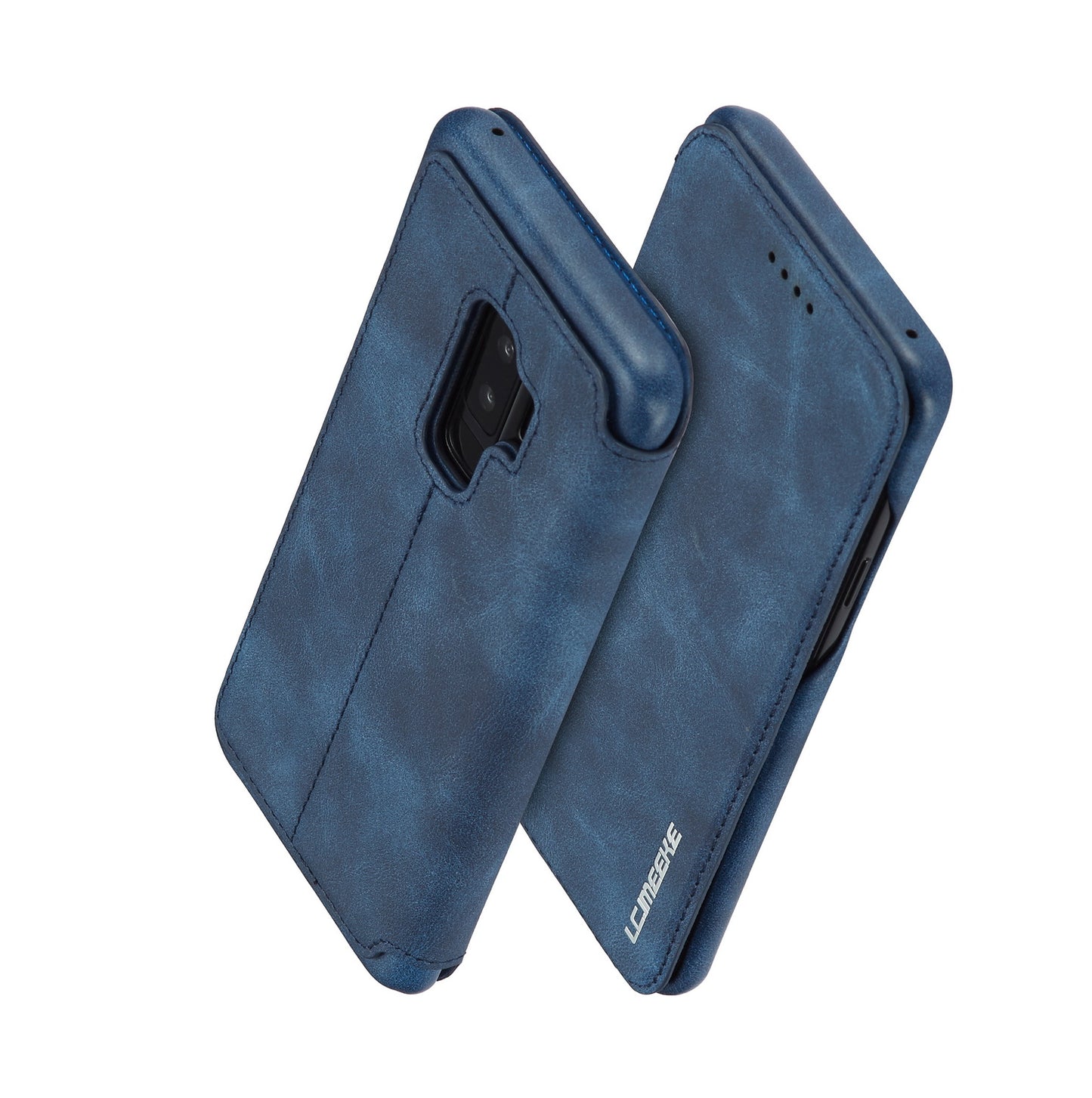 LC.IMEEKE for Samsung Galaxy S9+ G965 Vintage Style Leather Card Holder Protection Phone Case with Stand
