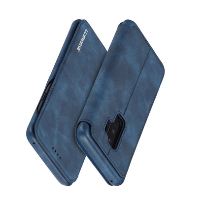 LC.IMEEKE for Samsung Galaxy S9+ G965 Vintage Style Leather Card Holder Protection Phone Case with Stand