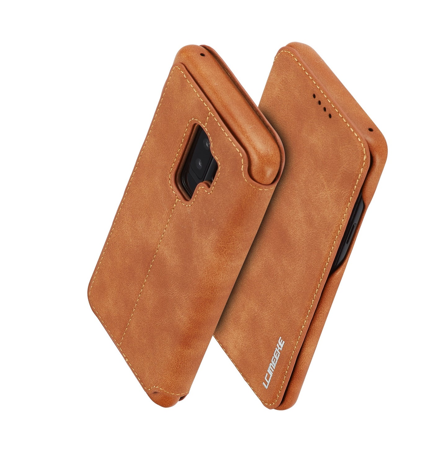 LC.IMEEKE for Samsung Galaxy S9+ G965 Vintage Style Leather Card Holder Protection Phone Case with Stand