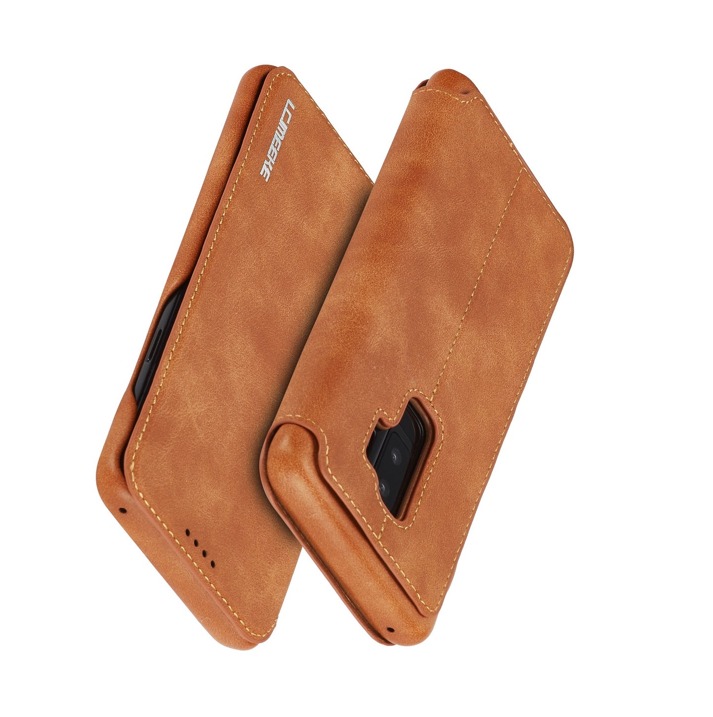 LC.IMEEKE for Samsung Galaxy S9+ G965 Vintage Style Leather Card Holder Protection Phone Case with Stand