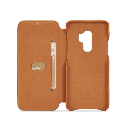 LC.IMEEKE for Samsung Galaxy S9+ G965 Vintage Style Leather Card Holder Protection Phone Case with Stand