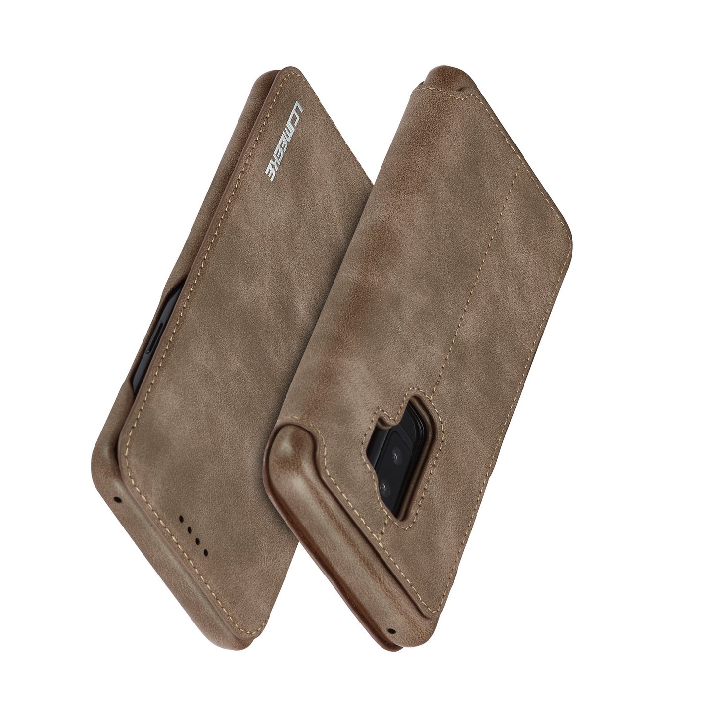 LC.IMEEKE for Samsung Galaxy S9+ G965 Vintage Style Leather Card Holder Protection Phone Case with Stand