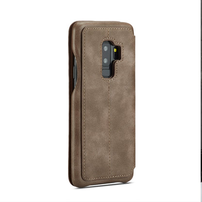 LC.IMEEKE for Samsung Galaxy S9+ G965 Vintage Style Leather Card Holder Protection Phone Case with Stand