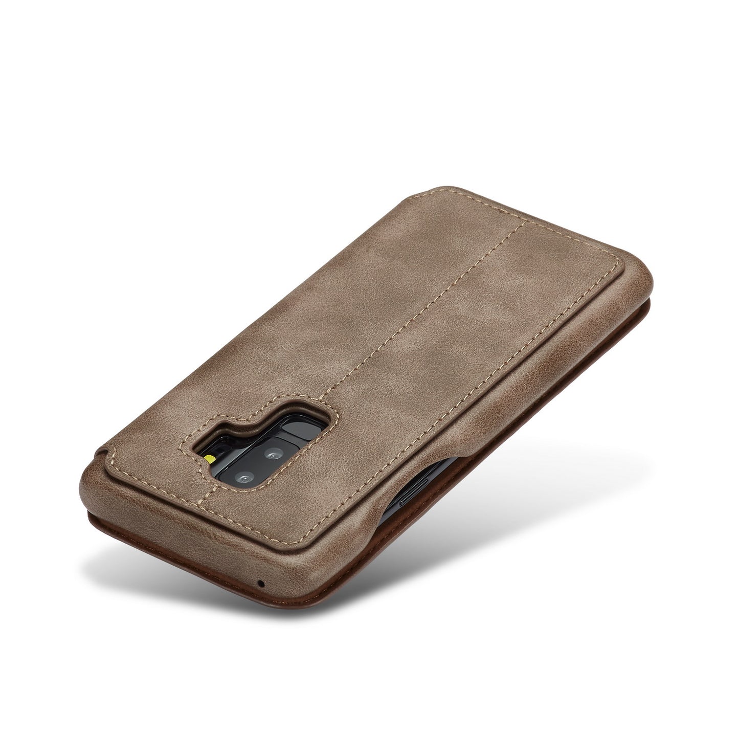 LC.IMEEKE for Samsung Galaxy S9+ G965 Vintage Style Leather Card Holder Protection Phone Case with Stand