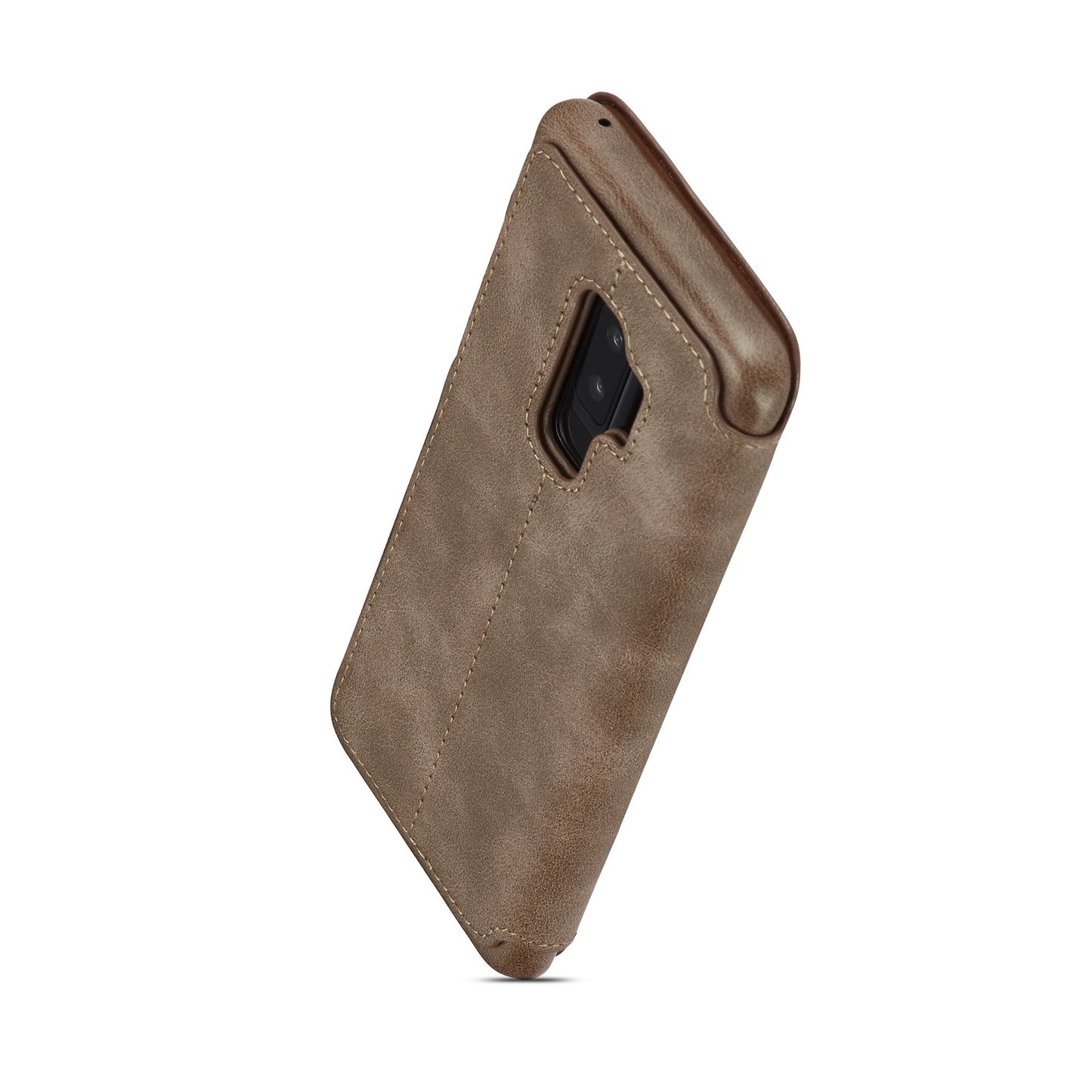 LC.IMEEKE for Samsung Galaxy S9+ G965 Vintage Style Leather Card Holder Protection Phone Case with Stand