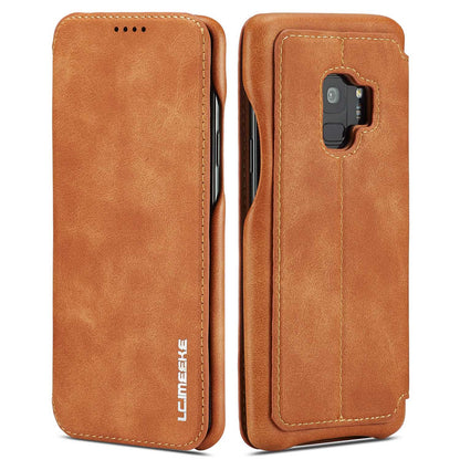 LC.IMEEKE for Samsung Galaxy S9 G960 Retro Style Leather Card Holder Stand Mobile Phone Cover Shell