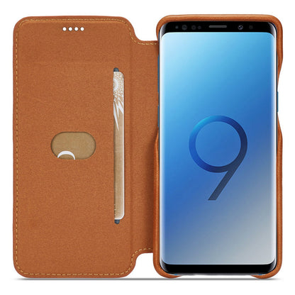 LC.IMEEKE for Samsung Galaxy S9 G960 Retro Style Leather Card Holder Stand Mobile Phone Cover Shell