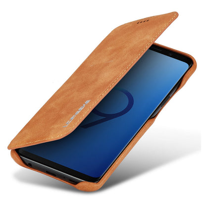 LC.IMEEKE for Samsung Galaxy S9 G960 Retro Style Leather Card Holder Stand Mobile Phone Cover Shell
