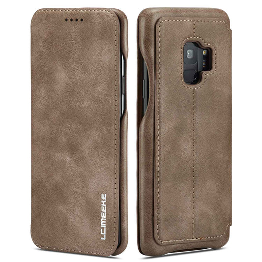 LC.IMEEKE for Samsung Galaxy S9 G960 Retro Style Leather Card Holder Stand Mobile Phone Cover Shell