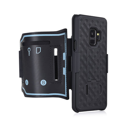 Nylon Sport Armband Woven Pattern PC Case with Kickstand for Samsung Galaxy S9 SM-G960