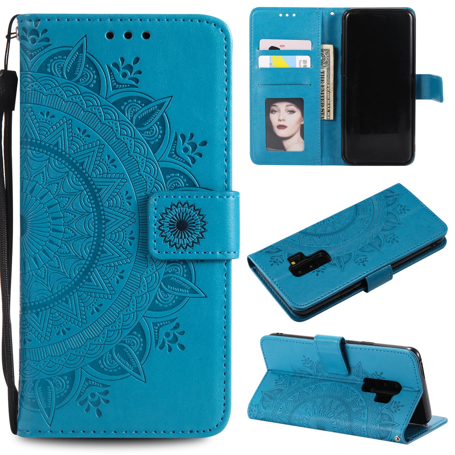 Imprint Butterfly Flower Magnetic Leather Wallet Case for Samsung Galaxy S9+ SM-G965
