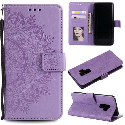 Imprint Butterfly Flower Magnetic Leather Wallet Case for Samsung Galaxy S9+ SM-G965