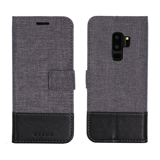 MUXMA for Samsung Galaxy S9+ G965 Leather Canvas Splicing Stand Phone Case