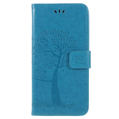 For Samsung Galaxy A6 (2018) Imprint Tree Owl Wallet Stand PU Leather Phone Case