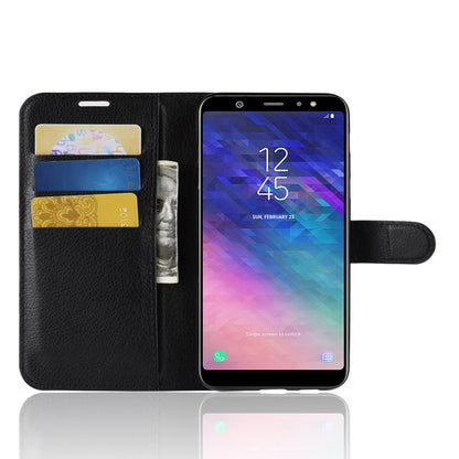 Litchi Skin PU Leather Magnetic Wallet Stand Case for Samsung Galaxy A6+ (2018)