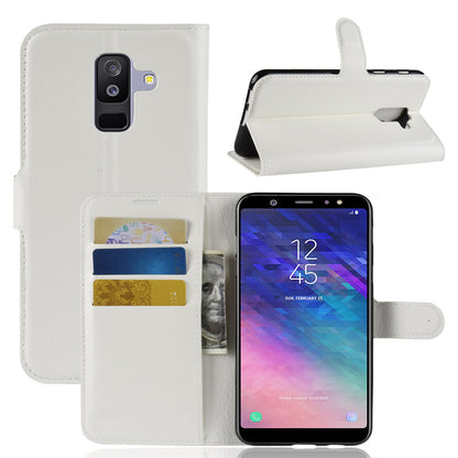 Litchi Skin PU Leather Magnetic Wallet Stand Case for Samsung Galaxy A6+ (2018)